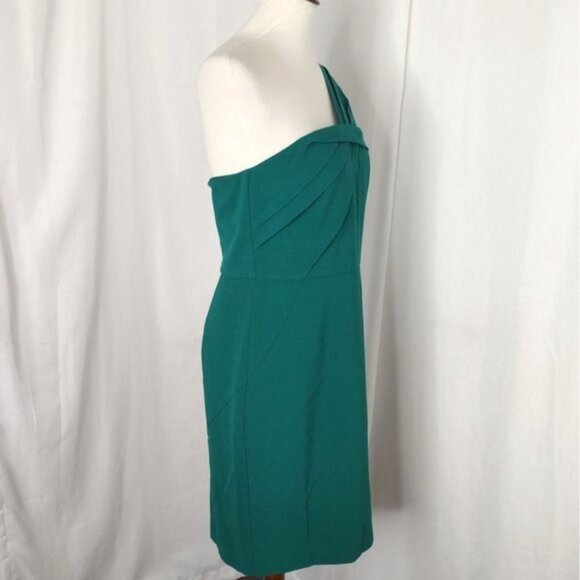 Ann Taylor One Shoulder Dress Green 6  Sheath Party Holidays - Picture 7 of 13